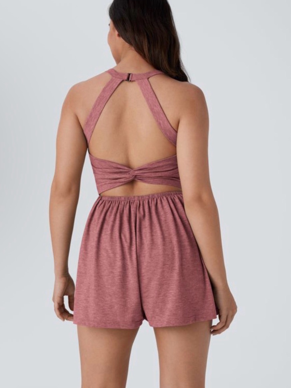 Halara Women’s Rose Knit Open-Back Romper NWT